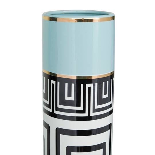 Teal Stoneware Modern Vase, 21" x 5" x 5"